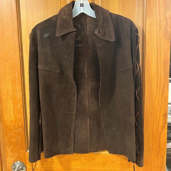 Womens By Excelsior Dark Chocolate Brown Suede Made in Spain Vintage Jacket S - Picture 1 of 11